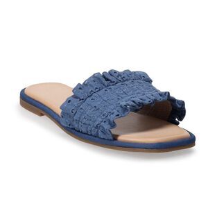 NWT DRAPER JAMES RSVP Valentina Women's Slide Sandals Size 6 Blue Chambray New!